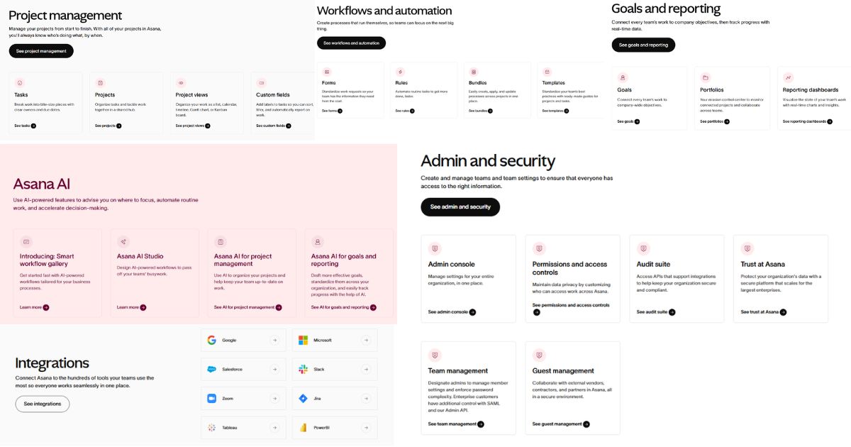 Asana's core features