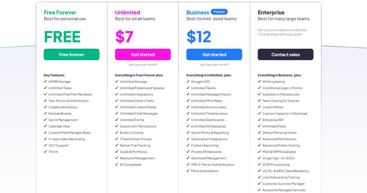 ClickUp Price Plan