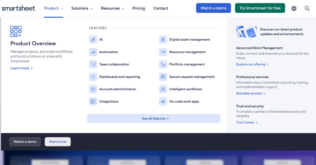 Smartsheet Features